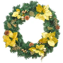 vidaXL Weihnachtskranz mit LED-Lichtern 60 cm PVC Grün
