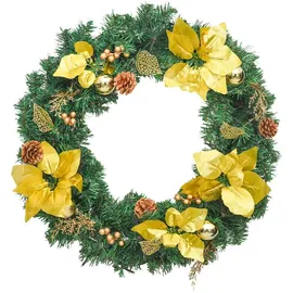 vidaXL Weihnachtskranz mit LED-Lichtern 60 cm PVC Grün
