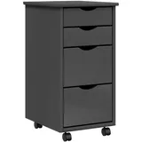 vidaXL Rollschrank mit Schubladen MOSS Grau Massivholz Kiefer