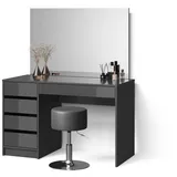 livinity® Schminktisch-Set Imola, 120 cm mit Hocker Anthrazit - Grau