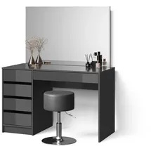 livinity® Schminktisch-Set Imola, 120 cm mit Hocker Anthrazit - Grau
