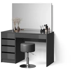 livinity® Schminktisch-Set Imola, 120 cm mit Hocker Anthrazit - Grau