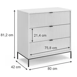 Vicco Kommode Eliza 80 x 81.2 cm mit 3 Schubladen