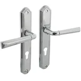 MS Beschläge Langschild Türdrücker Modell Bremen Chrom Glänzend Türklinke Türbeschlag Zamak Profilzylinder