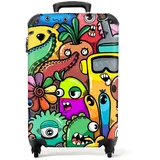 NoBoringSuitcases.com© Kinderkoffer Monster - Muster - Gemüse - Blumen - Regenbogen - Kinder 55x35x20cm, 4 Rollen, Kinder Koffer Klein, Trolley Handgepäck bunt 35 cm x 55 cm x 20 cm