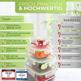 Fresh Master Frischhaltedose Glas Set 16-tlg. Borosililatglas, (2 x 370 ml, 2 x 640 ml, 2 x 1.050 ml, 2 x 1.520 ml mit Deckel