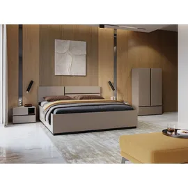 OTTO home Schlafzimmer-Set Cross, moderne, grifflose Optik, FSC-zertifiziert, (4-tlg., Bett 180x200cm, 2 Nachtkommoden, Schrank 2-oder 4-türig), Komplettschlafzimmer-Set braun