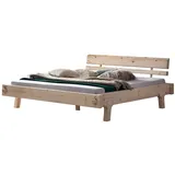 dynamic24 Bett, Balkenbett aus Fichtenholz 140x200 cm braun