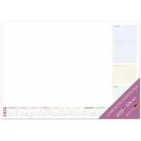 PuK Schreibtischunterlage mit Kalender 2026 bunt | DIN A2 | 25 Blatt zum Abreißen mit praktischen Listen | optional Kantenschutz | Schreibtischunterlage Papier A2 Kalender 2026 (ohne Kantenschutz)