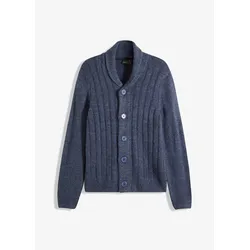 bonprix Strickjacke mit Rippenmuster, blau, 56/58 (XL)