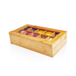 Lumaland Cuisine Teebox aus Bambus - 10 Fächer - 36,7 x 20 x 9 cm