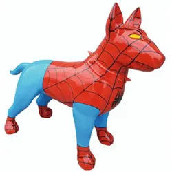 Casa Padrino XXL Deko Figur Hund Rot / Blau / Schwarz 116 cm - Garten Deko Skulptur