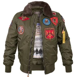 TOP GUN Fliegerjacke B-15 mit Patches oliv, Größe 3XL