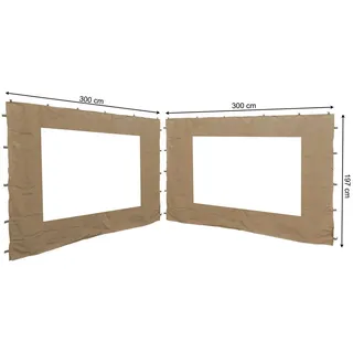 Quick Star 2 Seitenteile mit PE Fenster für Pavillon 3x3m Seitenwand Sand