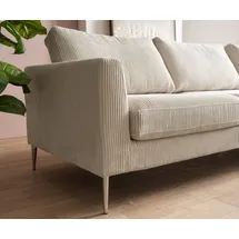 DeLife Ecksofa Marla 285x140 cm Cord Creme-Weiß Recamiere rechts