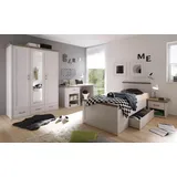 Begabino Jugendzimmer-Set BEGABINO "Luca, Schlafzimmermöbel-Sets, weiß (pinienfarben weiß, trüffelfarben), Komplett-Jugendzimmer Schlafzimmermöbel-Sets