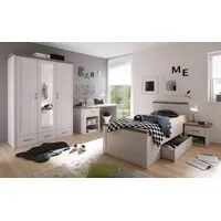 Begabino Jugendzimmer-Set BEGABINO "Luca, Schlafzimmermöbel-Sets, weiß (pinienfarben weiß, trüffelfarben), Komplett-Jugendzimmer Schlafzimmermöbel-Sets