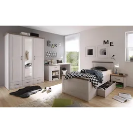 Begabino Jugendzimmer-Set BEGABINO "Luca, Schlafzimmermöbel-Sets, weiß (pinienfarben weiß, trüffelfarben), Komplett-Jugendzimmer Schlafzimmermöbel-Sets