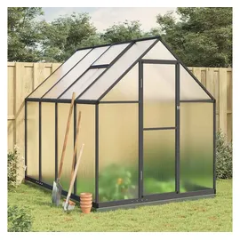 vidaXL Gewächshaus mit Fundamentrahmen Anthrazit 224x169x202 cm Alu