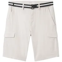 Tom Tailor Herren Regular Cargoshorts mit Gürtel, beige, Uni, Gr. 30