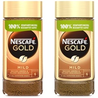 NESCAFÉ GOLD Mild, löslicher Bohnenkaffee, Instant-Kaffee aus erlesenen Kaffeebohnen, koffeinhaltig, 2er Pack (1 x 200g)
