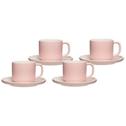 Ritzenhoff & Breker Tasse Jasper Kaffeetassen mit Untertassen 240 ml 4er Set, Keramik rosa