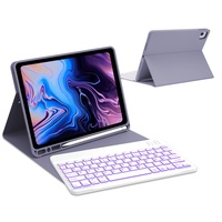 IVEOPPE Ipad air 5 Hülle mit Tastatur 2022, ipad Air Tastatur fur iPad Air 4 2020 10.9" /iPad 11 Pro 11", ipad pro 11 Tastatur Magnetisch Abnehmbarer QWERTZ Bluetooth Tastatur Schutzhülle, Lila