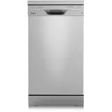 Midea SF 3.45N PRO Geschirrspüler, freistehend und unterbaufähig, 9 Maßgedecke, WLAN, 5 Spülprogramme, 47 dB, 3/6/9h Startzeitvorwahl, Inox, Silber