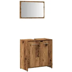 vidaXL Badschrank mit Spiegel Altholz-Optik Holzwerkstoff