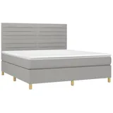 vidaXL Boxspringbett mit Matratze & LED Hellgrau 180x200 cm Stoff