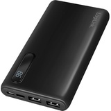 Logilink Powerbank 10000 mAh, 2X USB, 2-in-1 Kabel, mit Display, gleichzeitziges Aufladen von 2 Geräten, Farbe: Schwarz