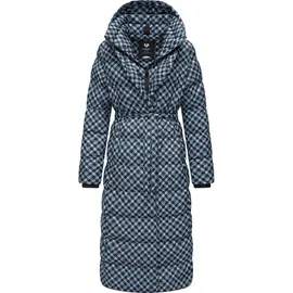 Ragwear Damen, Wintermantel Warmer atmungsaktiver und wasserdichter Mantel mit angesagtem Hahnentritt Muster mit Kapuze Niara Long Print YOUMODO Cloud Gr. 3XL - 3XL