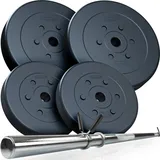 ScSPORTS® Langhantel Set - 17.5-30 kg, 30 mm, Verstellbar, Verchromt, 120/140/160 cm, mit Federverschluss - Langhantelstange, Hantelscheiben (30 KG (2 x 10 kg + 2 x 5 kg))