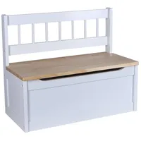 Home4Living Kinder Sitztruhe weiß Truhenbank mit Stauraum und Deckelbremse,