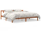 vidaXL Massivholzbett ohne Matratze Wachsbraun 180x200 Kiefernholz