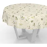 ANRO Wachstuchtischdecke Rund 120 cm Beige