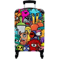 NoBoringSuitcases.com® Kinder Koffer Hartschalenkoffer Klein Rollkoffer Handgepäck Geschenk - Monster - Entwurf - Trolley - 55x35x20cm