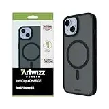 Artwizz IcedClip +Charge Hülle kompatibel mit iPhone 15 - Mattes Vereistes Design, Rückseite mit Soft-Touch, Stoßfeste Schutzhülle, Night-Black