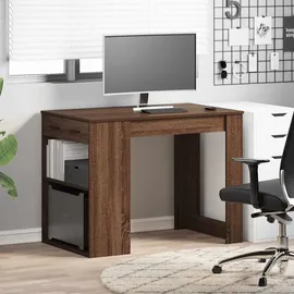 vidaXL Schreibtisch mit Schubladen und Ablage Braun Eichen-Optik