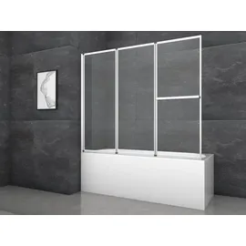 Marwell Badewannenfaltwand Silver Vital chrom - 3-flg, 166x140cm - Duschabtrennung mit Handtuchhalter - Duschabtrennung - Transparent/Weiß