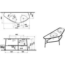 Vitra Plural Konsole 162 cm 2 Ausschnitte links + rechts für Aufsatzschalen Eiche 64043