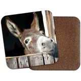 Cheeky Esel Getränke Untersetzer mit Unterseite aus Kork – Pferd Kinder niedliche Tier Geschenk # 8260