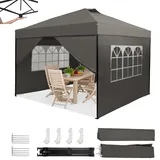 Homedemo Pop Up Pavillon 3x3, Faltpavillon Wasserdicht Stabil Winterfest, UV-Schutz 50+ Faltbarer Pop up Pavillons, Höhenverstellbar partyzelt, Gartenpavillon für Party, Anthrazit