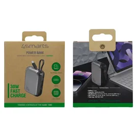4smarts Powerbank Pocket mit USB-C Kabel 10000mAh - spacegrau