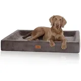 Knuffelwuff orthopädisches Hundebett aus Cord mit Handwebcharakter Santiago XL 105 x 80cm Braungrau