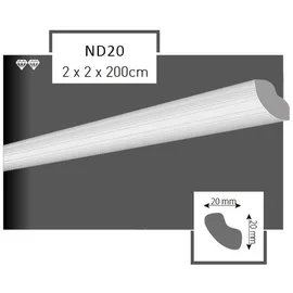 MDEKOR 40 Meter Deckenleisten XPS Abschlussleiste 20x20mm Styroporleiste ND20