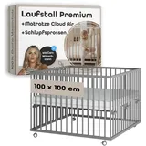 Sämann Laufgitter mit Matratze Cloud Air | Schlupfsprossen | grau | Premium | Gr.: 100x100 cm)