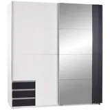WIMEX Emden 180 x 198 x 64 cm weiß/graphit mit Spiegel und Schubladen