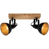 Briloner Deckenstrahler Barnim 2-flg. schwarz-gold Holz