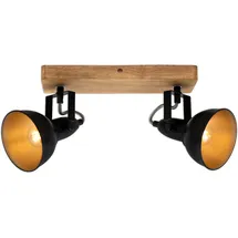 Briloner Deckenstrahler Barnim 2-flg. schwarz-gold Holz